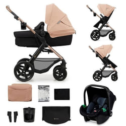 Poussette 3 en 1 Combinée Kinderkraft MOOV2 Avec Siège auto MINK PRO I-size Système de voyage Accessoires inclus Beige