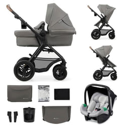 Poussette 3en1 Combinée Kinderkraft MOOV2 AIR De la naissance à 27 kg Siège auto Mink PRO I-Size inclus Gris clair
