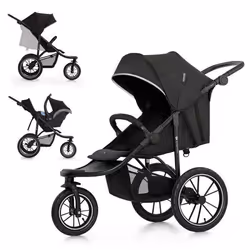 Poussette Sportive Kinderkraft HELSI 2 Jogger 3 Grandes Roues Dès La Naissance Jusquà 27 Kg Position Allongée Noir