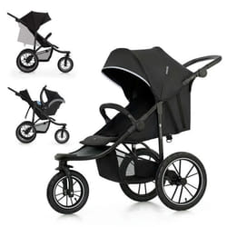 Poussette Sportive Kinderkraft HELSI 2 Jogger 3 Grandes Roues Dès La Naissance Jusquà 27 Kg Position Allongée Noir