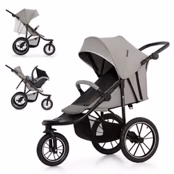 Poussette Sportive Kinderkraft HELSI 2 Jogger 3 Grandes Roues Dès La Naissance Jusquà 27 Kg Position Allongée Gris