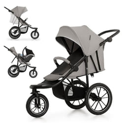 Poussette Sportive Kinderkraft HELSI 2 Jogger 3 Grandes Roues Dès La Naissance Jusquà 27 Kg Position Allongée Gris