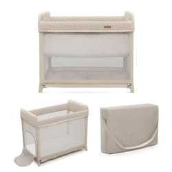 Lit parapluie Kinderkraft MOON DREAM pliable 2 niveaux matelas inclus maille respirante sac transport bébé beige