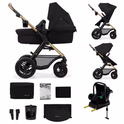 Poussette 3 en 1 Multifonction Kinderkraft MOOV2 De la Naissance à 27kg Siège 2 en 1 Roues Gonflables Pliable Facilement Noir