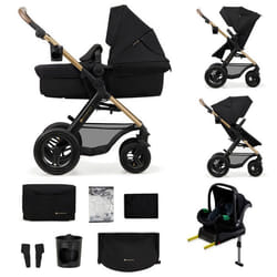 Poussette 3 en 1 Multifonction Kinderkraft MOOV2 De la Naissance à 27kg Siège 2 en 1 Roues Gonflables Pliable Facilement Noir