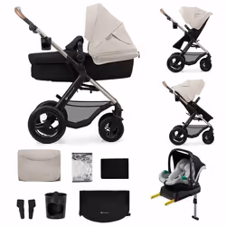 Poussette 3 en 1 Multifonction Kinderkraft MOOV2 De la Naissance à 27kg Siège 2 en 1 Roues Gonflables Pliable Facilement Gris