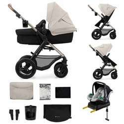Poussette 3 en 1 Multifonction Kinderkraft MOOV2 De la Naissance à 27kg Siège 2 en 1 Roues Gonflables Pliable Facilement Gris