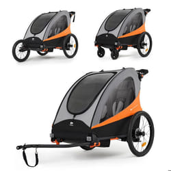 Remorque 3 en 1 - Kinderkraft - NAVA - Poussette jogging - Pour 1 ou 2 enfants - Orange