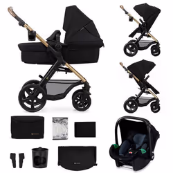 Poussette 3 en 1 Combinée Kinderkraft MOOV2 XL Avec Siège auto I-size Grande nacelle XL Système de voyage Noir