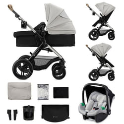 Poussette 3 en 1 Combinée Kinderkraft MOOV2 XL Avec Siège auto I-size Grande nacelle XL Système de voyage Gris