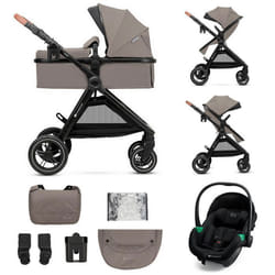 Poussette combinée 3-en-1 Kinderkraft ESME PRO siège auto MINK PRO 2 i-Size inclus roues TPE increvables pliage compact Beige