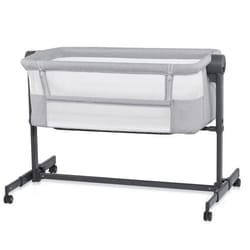 Lit Cododo Kinderkraft NESTE UP 2 2 en 1 réglable 5 hauteurs incliné avec matelas filet respirant roulettes Gris