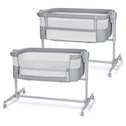 Lit Cododo Kinderkraft NESTEE UP 2 réglable 5 niveaux avec matelas et roulettes Gris clair