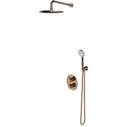 Omnires - y - Set de douche avec thermostat encastré, corps d'encastrement, diamètre 25 cm, 5 jets, cuivre SYSYT05CP
