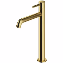 Mitigeur de lavabo sur pied couleur : laiton brossé matériau : laiton hauteur du mitigeur : 308 mm longueur du bec : 170 mm z ...
