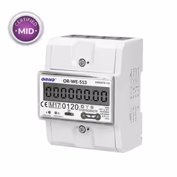 ORNO OR-WE-513, Électronique, A brancher, Sortie d'alimentation, kWh, Zgodność z MID (2014/32/EU), 230 - 400 V