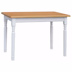 Table rectangulaire 130 x 60 cm en blanc et en aulne idéale pour la cuisine ou la salle à manger