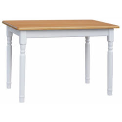 Table rectangulaire 130 x 60 cm en blanc et en aulne idéale pour la cuisine ou la salle à manger