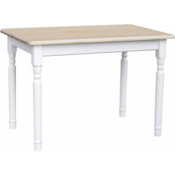 Table 80 x 60 cm BLANC/VERNIS INCOLORE rectangulaire pour cuisine ou salle à manger