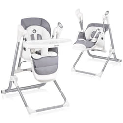 LIONELO Chaise haute et balancelle bébé Niles évolutive 2en1 avec balancement - Gris