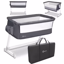 Lit cododo évolutif  LIONELO Théo - Lit bébé avec matelas - 0-9 kg - Hauteur et inclinaison réglables - Gris foncé