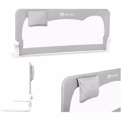 Barrière de lit bébé Hanna - LIONELO - Gris - Pliable - Protection anti-chute - 150x66cm - Gris
