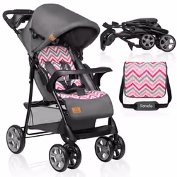 LIONELO Emma - Poussette bébé compacte - De 6 à 36 mois - Ceinture 5 points de sécurité - accessoires sac inclus - Rose