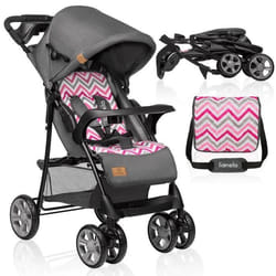 LIONELO Emma - Poussette bébé compacte - De 6 à 36 mois - Ceinture 5 points de sécurité - accessoires sac inclus - Rose