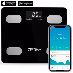 Pèse-personne Intelligente ZEEGMA Gewit - Bluetooth - Balance connectée - Électronique - 17 paramètres - 200kg max - Noir