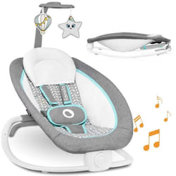 Balancelle Transat LIONELO Pascal - 12 mélodies - Vibrations - Pliage compact - Gris - Bleu