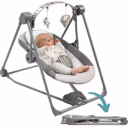 Balancelle et transat Électrique LIONELO Otto - Pliage compact - Sons nature - 5 vitesses - Silencieux - Minuterie - Gris