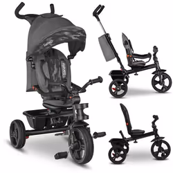 Tricycle bébé évolutif LIONELO Haari - Poussette - Jusquà 25 Kg - Siège réversible - Grand Panier et Sac - Porte-gobelet - Gr ...