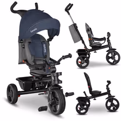 Tricycle bébé évolutif LIONELO Haari - Poussette - Jusquà 5 ans - Siège réversible - Grand Panier et Sac - Porte-gobelet - Bl ...