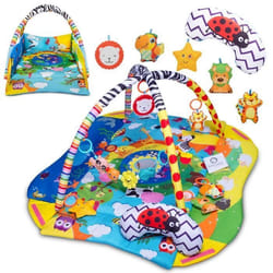 Tapis de jeu enfant Lionelo Anika Plus - Bleu - Formes et couleurs stimulant le développement des sens