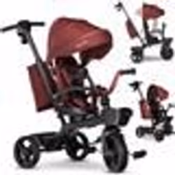 Tricycle bébé évolutif 2en1 LIONELO Kori - Poussette - Siège réversible & réglable - Jusquà 25 kg - Panier inclus - Rouge