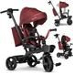Tricycle bébé évolutif 2en1 LIONELO Kori - Poussette - Siège réversible & réglable - Jusquà 25 kg - Panier inclus - Rouge
