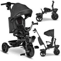 Tricycle évolutif 2en1 LIONELO Kori - Poussette - Siège réversible & réglable - Jusquà 25 kg - Panier inclus - Gris