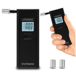 OVERMAX AD-05 - Éthylotest Electronique Alcootest - Professionnel -  Capteur électrochimique - 3 embouchures - Ecran LCD
