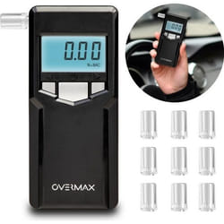 OVERMAX AD-06 - Éthylotest Electronique Alcootest - Professionnel -  Capteur électrochimique - 10 embouchures - Ecran LCD