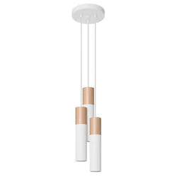 Plafonnier suspendu - SOLLUX - Pablo - Blanc - Bois naturel - 3x GU10