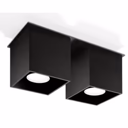 Plafonnier - SOLLUX - QUAD 2 - Aluminium - 2 lumières - Noir
