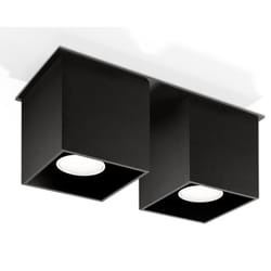Plafonnier - SOLLUX - QUAD 2 - Aluminium - 2 lumières - Noir