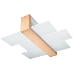 Sollux - feniks - Plafonnier affleurant à 2 ampoules en bois naturel, E27