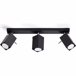Plafonnier LED MERIDA 3 - SOLLUX - Noir - 3 ampoules GU10 - Design Moderne LOFT