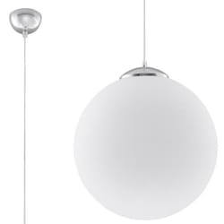Suspension UGO verre/acier blanc/chrome Largeur 30 Cm - SOLLUX - UGO - Blanc - Métal - Intérieur