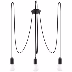 Suspension EDISON 3 E27 LED Moderne Loft BOHO Design Couloir - Noir - SOLLUX - 3 Ampoules - E27 - 60 Watts