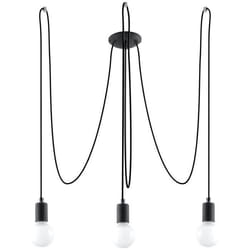 Suspension EDISON 3 E27 LED Moderne Loft BOHO Design Couloir - Noir - SOLLUX - 3 Ampoules - E27 - 60 Watts