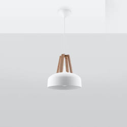 Sollux - Suspension casco Blanc Bois naturel 1xE27 SL.0388