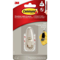 3M - Crochet en métal « classique » Command (l x l x h) 67 x 25 x 25 mm nickel (brossé) Contenu: 1 pc(s)