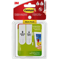 Command - 3M Montage d'images ™ strips s et m, pack avantageux blanc Contenu: 12 paire(s)